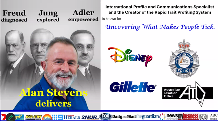 Alan Stevens is known for uncovering what makes people tick. He has helped Disney, Australian Federal Police, ATO, Gillette and featured on numerous TV show